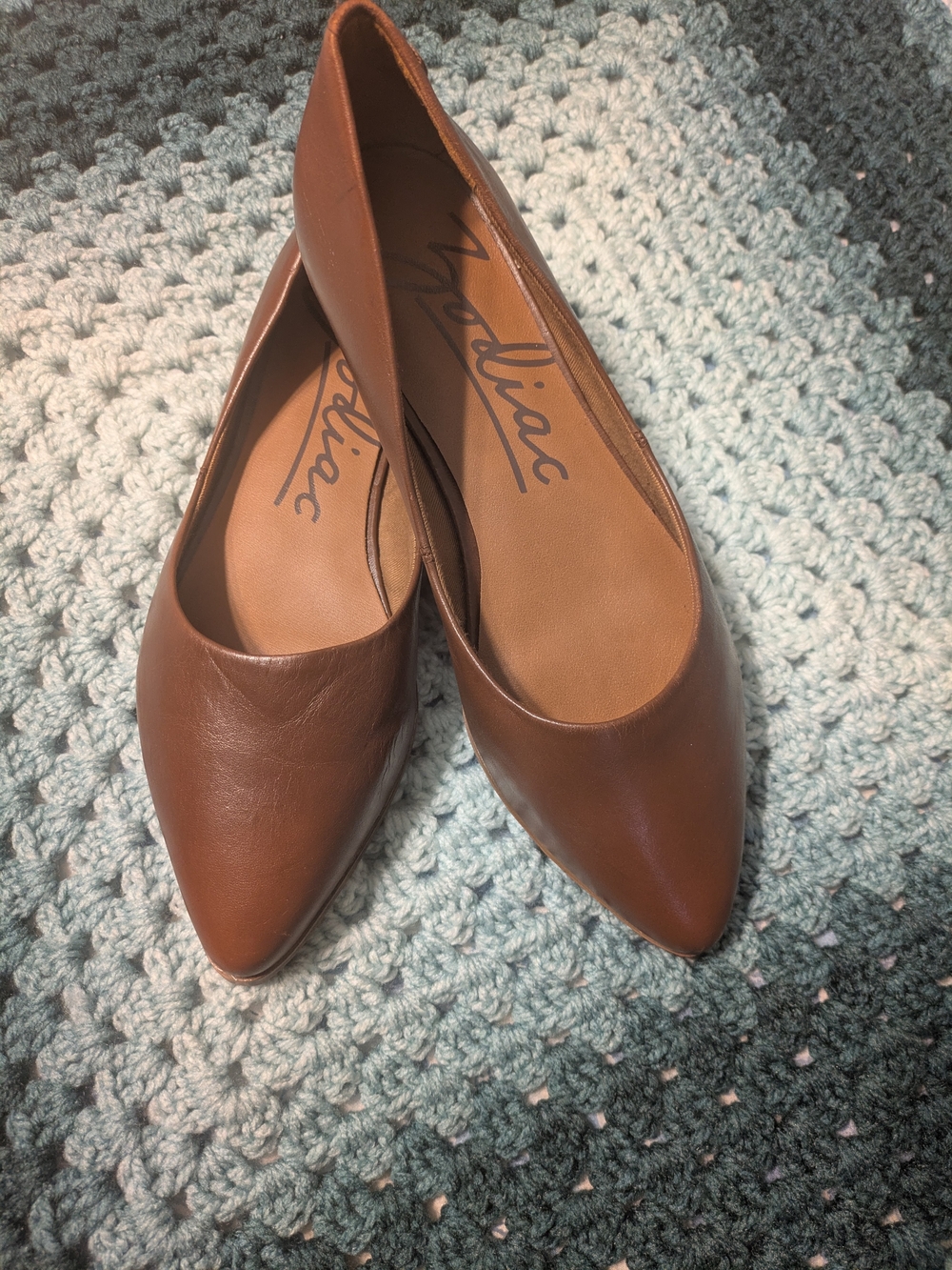 Zodiac Brown Pointed Leather Flats